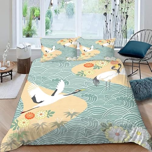 MDKLXIDF Bettwäsche 135x200 Kran Weich Mikrofaser Bettbezug Set Für Jungen Mädchen Einzelbett, Hypoallergen Bettbezüge mit Reißverschluss und 1 Kissenbezug 80x80 cm MDKLXIDF Bettwäsche 135x200 Kran Weich Mikrofaser Bettbezug Set Für Jungen Mädchen Einzelbett, Hypoallergen Bettbezüge mit Reißverschluss und 1 Kissenbezug 80x80 cm von MDKLXIDF