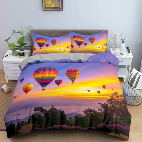 MDKLXIDF Bettwäsche 135x200 cm Ballon Weich Mikrofaser Bettbezug Set Für Jungen Mädchen Einzelbett, Hypoallergen Bettbezüge mit Reißverschluss und 1 Kissenbezug 80x80 cm von MDKLXIDF