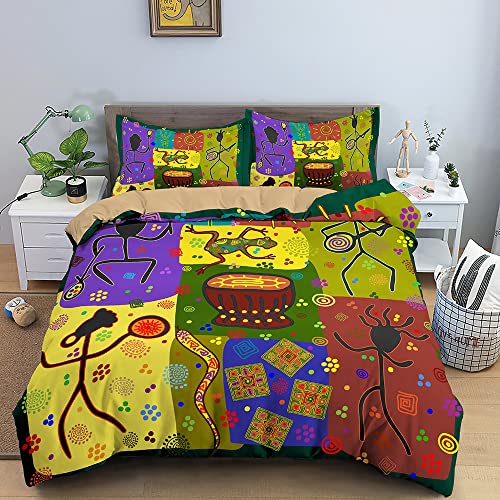 MDKLXIDF Bettwäsche 135x200 cm Farbe Afrika Weich Mikrofaser Bettbezug Set Für Jungen Mädchen Einzelbett, Hypoallergen Bettbezüge mit Reißverschluss und 1 Kissenbezug 80x80 cm von MDKLXIDF