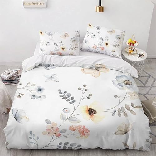 MDKLXIDF Bettwäsche 155x220 Blume 3 Teilig Atmungsaktive Bettbezug mit Reißverschluss, Weich Mikrofaser Bettwäsche-Sets für Kinder - 1 Bettbezüge und 2 Kissenbezug 80x80cm MDKLXIDF Bettwäsche 155x220 Blume 3 Teilig Atmungsaktive Bettbezug mit Reißverschluss, Weich Mikrofaser Bettwäsche-Sets für Kinder - 1 Bettbezüge und 2 Kissenbezug 80x80cm von MDKLXIDF