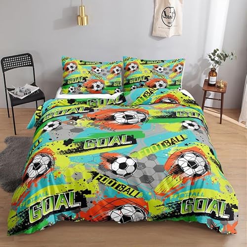 MDKLXIDF Bettwäsche 220x240 Fußball 3 Teilig Wendemotiv Bettbezüge Bettwäsche-Sets Für Doppelbett, Hypoallergen Mikrofaser Bettbezug mit Reißverschluss und 2 Kissenbezug 80x80 cm MDKLXIDF Bettwäsche 220x240 Fußball 3 Teilig Wendemotiv Bettbezüge Bettwäsche-Sets Für Doppelbett, Hypoallergen Mikrofaser Bettbezug mit Reißverschluss und 2 Kissenbezug 80x80 cm von MDKLXIDF
