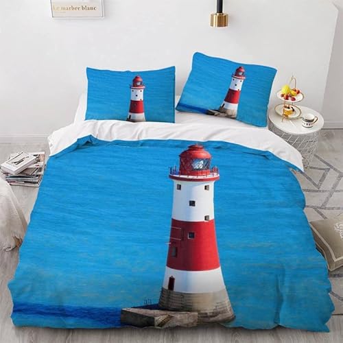 MDKLXIDF Bettwäsche 220x240 Leuchtturm 3 Teilig Wendemotiv Bettbezüge Bettwäsche-Sets Für Doppelbett, Hypoallergen Mikrofaser Bettbezug mit Reißverschluss und 2 Kissenbezug 80x80 cm MDKLXIDF Bettwäsche 220x240 Leuchtturm 3 Teilig Wendemotiv Bettbezüge Bettwäsche-Sets Für Doppelbett, Hypoallergen Mikrofaser Bettbezug mit Reißverschluss und 2 Kissenbezug 80x80 cm von MDKLXIDF