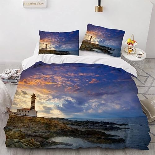 MDKLXIDF Bettwäsche 220x240 Leuchtturm 3 Teilig Wendemotiv Bettbezüge Bettwäsche-Sets Für Doppelbett, Hypoallergen Mikrofaser Bettbezug mit Reißverschluss und 2 Kissenbezug 80x80 cm MDKLXIDF Bettwäsche 220x240 Leuchtturm 3 Teilig Wendemotiv Bettbezüge Bettwäsche-Sets Für Doppelbett, Hypoallergen Mikrofaser Bettbezug mit Reißverschluss und 2 Kissenbezug 80x80 cm von MDKLXIDF