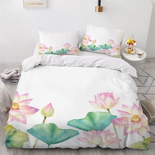 MDKLXIDF Bettwäsche 220x240 Lotus 3 Teilig Wendemotiv Bettbezüge Bettwäsche-Sets Für Doppelbett, Hypoallergen Mikrofaser Bettbezug mit Reißverschluss und 2 Kissenbezug 80x80 cm MDKLXIDF Bettwäsche 220x240 Lotus 3 Teilig Wendemotiv Bettbezüge Bettwäsche-Sets Für Doppelbett, Hypoallergen Mikrofaser Bettbezug mit Reißverschluss und 2 Kissenbezug 80x80 cm von MDKLXIDF