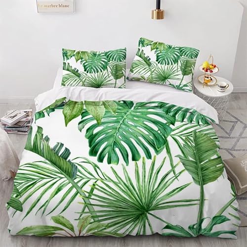 MDKLXIDF Bettwäsche 220x240 Monstera geht 3 Teilig Wendemotiv Bettbezüge Bettwäsche-Sets Für Doppelbett, Hypoallergen Mikrofaser Bettbezug mit Reißverschluss und 2 Kissenbezug 80x80 cm von MDKLXIDF