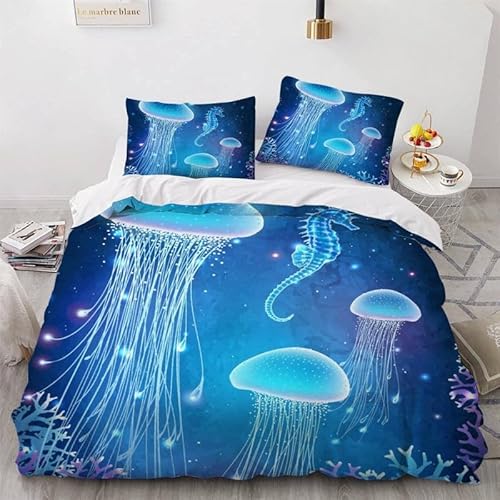 MDKLXIDF Bettwäsche 220x240 Qualle 3 Teilig Wendemotiv Bettbezüge Bettwäsche-Sets Für Doppelbett, Hypoallergen Mikrofaser Bettbezug mit Reißverschluss und 2 Kissenbezug 80x80 cm MDKLXIDF Bettwäsche 220x240 Qualle 3 Teilig Wendemotiv Bettbezüge Bettwäsche-Sets Für Doppelbett, Hypoallergen Mikrofaser Bettbezug mit Reißverschluss und 2 Kissenbezug 80x80 cm von MDKLXIDF