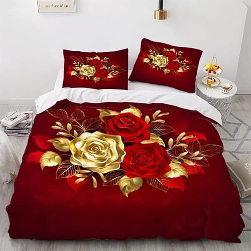 MDKLXIDF Bettwäsche 220x240 Rose 3 Teilig Wendemotiv Bettbezüge Bettwäsche-Sets Für Doppelbett, Hypoallergen Mikrofaser Bettbezug mit Reißverschluss und 2 Kissenbezug 80x80 cm MDKLXIDF Bettwäsche 220x240 Rose 3 Teilig Wendemotiv Bettbezüge Bettwäsche-Sets Für Doppelbett, Hypoallergen Mikrofaser Bettbezug mit Reißverschluss und 2 Kissenbezug 80x80 cm von MDKLXIDF