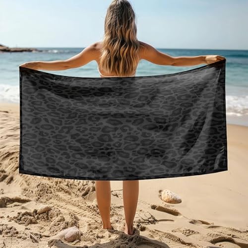 MDKLXIDF Mikrofaser Strandtuch Badetuch Schwarzer Leopard Weich Saugfähig Strandhandtuch Schnelltrocknend, Strandhandtuch für Schwimmbad, Pool/Reise/Camping 90x180cm von MDKLXIDF
