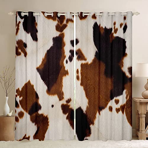 MDKLXIDF Vorhang Blickdicht Kuhflecken Verdunklungsvorhänge Gardinen H 214 x B 132 cm 2er Set, Vorhang Verdunkelung mit Ösen für Schlafzimmer Wohnzimmer von MDKLXIDF