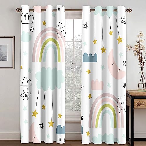 MDKLXIDF Vorhang weißer Regenbogen Vorhänge Blickdicht mit Ösen 2er Set, Verdunkelungsvorhang Gardinen Polyester für Schlafzimmer Kinderzimmer Wohnzimmer Dekoration - H 138 x B 117 cm MDKLXIDF Vorhang weißer Regenbogen Vorhänge Blickdicht mit Ösen 2er Set, Verdunkelungsvorhang Gardinen Polyester für Schlafzimmer Kinderzimmer Wohnzimmer Dekoration - H 138 x B 117 cm von MDKLXIDF