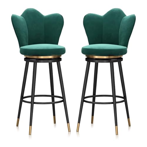 Frühstück 2er-Set Barhocker for Kücheninsel mit Rückenlehne, moderne, samtgepolsterte Drehstühle for Esszimmer, bequeme Hocker in Frühstücksthekenhöhe mit schwarzen Beinen Heimbar(Groen,75cm) von MDLOCJHF