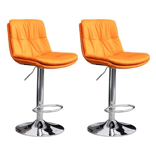 Frühstück 2er-Set drehbare Barhocker mit ergonomischer Rückenlehne, moderne, hydraulisch verstellbare Barstühle for die Küchentheke, mit PU-Leder gepolstert, hohe Frühstückshocker Heimbar(Orange) von MDLOCJHF