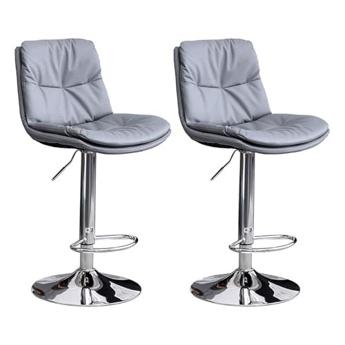 Frühstück 2er-Set drehbare Barhocker mit ergonomischer Rückenlehne, moderne, hydraulisch verstellbare Barstühle for die Küchentheke, mit PU-Leder gepolstert, hohe Frühstückshocker Heimbar(Gris) von MDLOCJHF