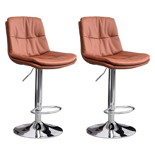 Frühstück 2er-Set drehbare Barhocker mit ergonomischer Rückenlehne, moderne, hydraulisch verstellbare Barstühle for die Küchentheke, mit PU-Leder gepolstert, hohe Frühstückshocker Heimbar(Dark Brown) von MDLOCJHF