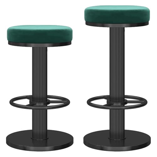 Frühstück Drehbare Barhocker, 2er-Set, moderne runde Barstühle mit Samtpolsterung, verstellbare Barhocker ohne Rückenlehne mit schwarzem Fuß for Kücheninsel, Esszimmer, Hausbar Heimbar(Groen) von MDLOCJHF