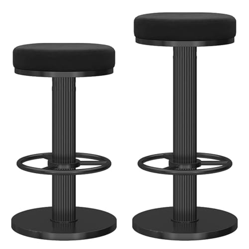 Frühstück Drehbare Barhocker, 2er-Set, moderne runde Barstühle mit Samtpolsterung, verstellbare Barhocker ohne Rückenlehne mit schwarzem Fuß for Kücheninsel, Esszimmer, Hausbar Heimbar(Svart) von MDLOCJHF