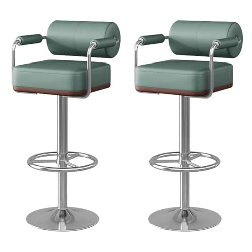 Frühstück Drehbare Barhocker, 2er-Set mit Armlehnen und Rückenlehne, Barstühle in Thekenhöhe aus Nappaleder, verstellbare Frühstücksbarhocker aus Metall for die Küche, Esszimmerbar Heimbar(Groen) von MDLOCJHF