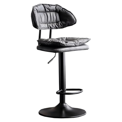 Frühstück Drehbare Barhocker, 2er-Set mit weichem Tech-Stoffkissen, moderne Barhocker mit hoher Rückenlehne, höhenverstellbare Barstühle mit Gasdruckfeder for Küche, Theke, Esszimmer Heimbar(Svart) von MDLOCJHF
