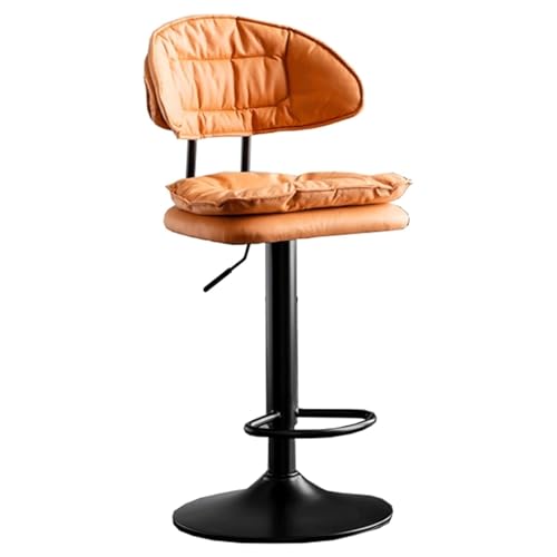 Frühstück Drehbare Barhocker, 2er-Set mit weichem Tech-Stoffkissen, moderne Barhocker mit hoher Rückenlehne, höhenverstellbare Barstühle mit Gasdruckfeder for Küche, Theke, Esszimmer Heimbar(Orange) von MDLOCJHF