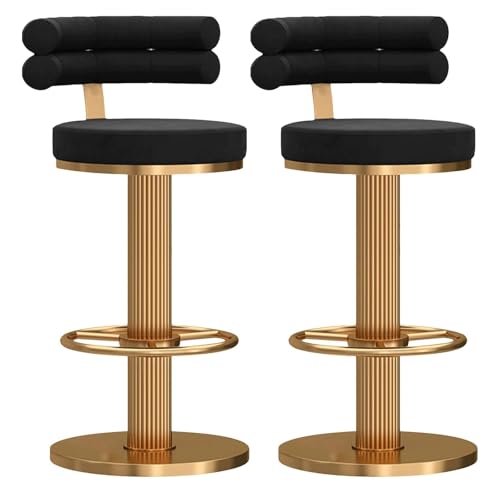 Frühstück Drehbare Barhocker aus Samt, 2er-Set, moderne Barhocker aus Metall for die Küche, Frühstück, höhenverstellbar, mit weich gepolstertem Kissen und Rückenlehne for das Esszimmer Heimbar(Svart) Frühstück Drehbare Barhocker aus Samt, 2er-Set, moderne Barhocker aus Metall for die Küche, Frühstück, höhenverstellbar, mit weich gepolstertem Kissen und Rückenlehne for das Esszimmer Heimbar(Svart) von MDLOCJHF