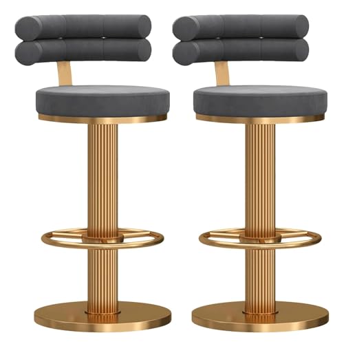 Frühstück Drehbare Barhocker aus Samt, 2er-Set, moderne Barhocker aus Metall for die Küche, Frühstück, höhenverstellbar, mit weich gepolstertem Kissen und Rückenlehne for das Esszimmer Heimbar(Gris) Frühstück Drehbare Barhocker aus Samt, 2er-Set, moderne Barhocker aus Metall for die Küche, Frühstück, höhenverstellbar, mit weich gepolstertem Kissen und Rückenlehne for das Esszimmer Heimbar(Gris) von MDLOCJHF