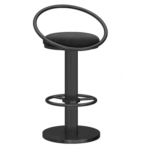 Frühstück Drehbarer Barhocker, 1 Packung, Barhocker in Thekenhöhe aus Samt mit Fußstütze und Rückenlehne, verstellbar, modern gepolsterter Barstuhl for Kücheninsel, Esszimmer, Café Heimbar(Svart) von MDLOCJHF