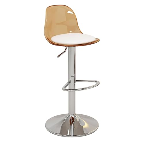 Haute Barhocker, drehbar und gepolstert, verstellbar, mit Rückenlehne und Fußstütze aus Acryl, moderne Barstühle ohne Armlehnen, für Kücheninsel und Esszimmer (Geel) von MDLOCJHF