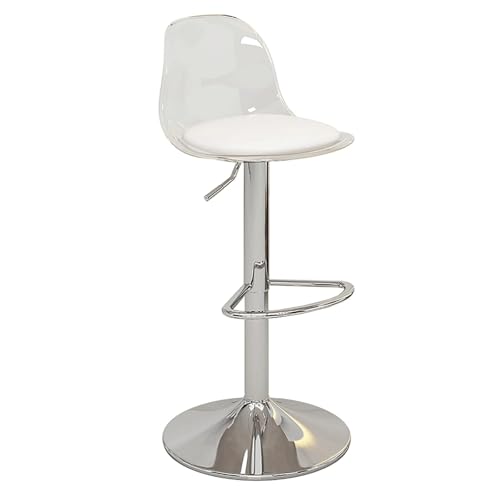Haute Barhocker, drehbar und gepolstert, verstellbar, mit Rückenlehne und Fußstütze aus Acryl, moderner Barstuhl ohne Armlehnen, für Kücheninsel und Esszimmer, Wohnzimmer, transparent, 2 Stück Haute Barhocker, drehbar und gepolstert, verstellbar, mit Rückenlehne und Fußstütze aus Acryl, moderner Barstuhl ohne Armlehnen, für Kücheninsel und Esszimmer, Wohnzimmer, transparent, 2 Stück von MDLOCJHF