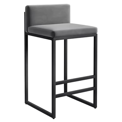 Hochlehner Barhocker mit hoher Rückenlehne, moderner Samtsitz, hoher Hocker, Küche Frühstücksbarstuhl mit schwarzem Metallfuß und Fußstütze für den privaten und gewerblichen Gebrauch Hausbar(Grau Hochlehner Barhocker mit hoher Rückenlehne, moderner Samtsitz, hoher Hocker, Küche Frühstücksbarstuhl mit schwarzem Metallfuß und Fußstütze für den privaten und gewerblichen Gebrauch Hausbar(Grau von MDLOCJHF