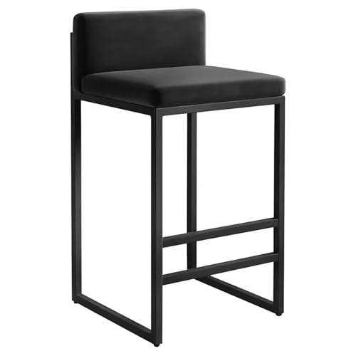 Hochlehner Barhocker mit hoher Rückenlehne, moderner Samtsitz, hoher Hocker, Küche Frühstücksbarstuhl mit schwarzem Metallfuß und Fußstütze für den privaten und gewerblichen Gebrauch Hausbar(Noir,75cm Hochlehner Barhocker mit hoher Rückenlehne, moderner Samtsitz, hoher Hocker, Küche Frühstücksbarstuhl mit schwarzem Metallfuß und Fußstütze für den privaten und gewerblichen Gebrauch Hausbar(Noir,75cm von MDLOCJHF