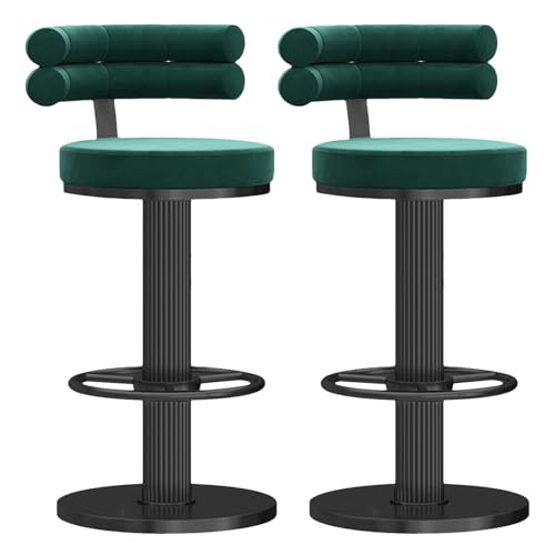MDLOCJHF Frühstück 2er-Set Barhocker mit Rückenlehne, Moderne Barhocker aus Samt, höhenverstellbar, gepolstert, drehbar, mit Fußstütze und Metallfuß for Kücheninsel Heimbar(Groen) von MDLOCJHF