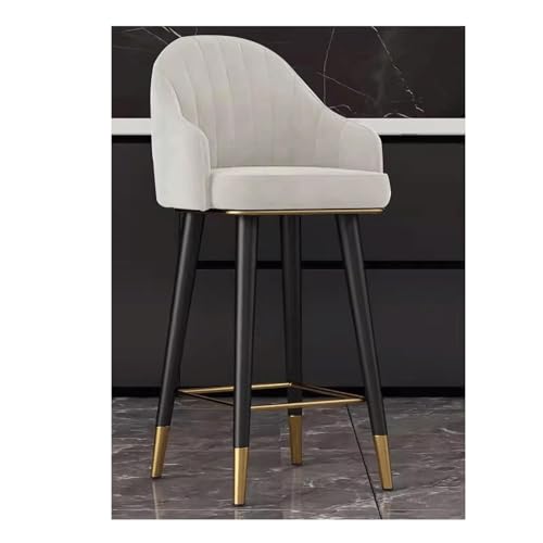 MDLOCJHF Frühstück 360° drehbarer Barhocker mit Rückenlehne und Armlehnen, Samtpolsterung, Barhocker in Thekenhöhe, moderner hoher Stuhl for Küche und Esszimmer Heimbar(Blanc,65cm) von MDLOCJHF
