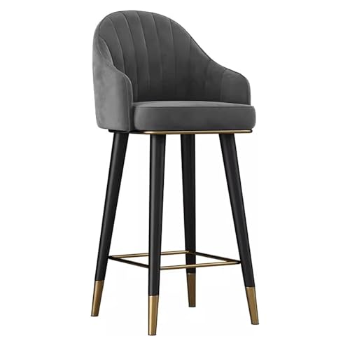 MDLOCJHF Frühstück 360° drehbarer Barhocker mit Rückenlehne und Armlehnen, Samtpolsterung, Barhocker in Thekenhöhe, moderner hoher Stuhl for Küche und Esszimmer Heimbar(Dark Grey,75cm) von MDLOCJHF