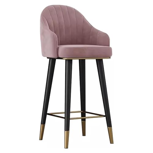 MDLOCJHF Frühstück 360° drehbarer Barhocker mit Rückenlehne und Armlehnen, Samtpolsterung, Barhocker in Thekenhöhe, moderner hoher Stuhl for Küche und Esszimmer Heimbar(Rose,75cm) von MDLOCJHF