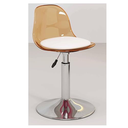 MDLOCJHF Frühstück Acrylic Bar Stool with Clear Back Armless Kitchen Counter Height Barstool Adjustable Hydraulic Swivel Bar Chair for Kitchen Dining Pub Cafe Heimbar(Amber) von MDLOCJHF