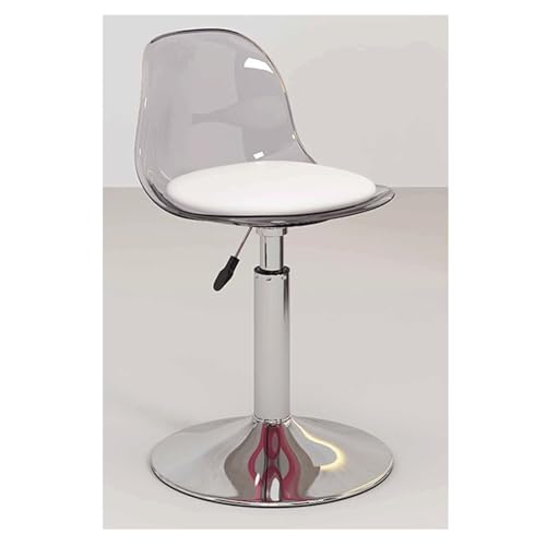 MDLOCJHF Frühstück Acrylic Bar Stool with Clear Back Armless Kitchen Counter Height Barstool Adjustable Hydraulic Swivel Bar Chair for Kitchen Dining Pub Cafe Heimbar(Gris) von MDLOCJHF
