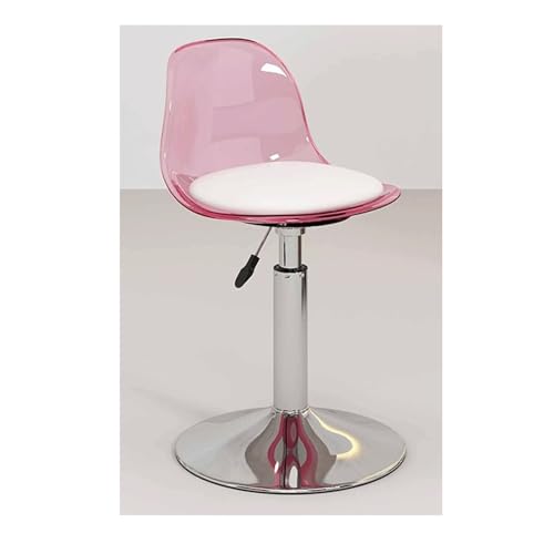 MDLOCJHF Frühstück Acrylic Bar Stool with Clear Back Armless Kitchen Counter Height Barstool Adjustable Hydraulic Swivel Bar Chair for Kitchen Dining Pub Cafe Heimbar(Rose) von MDLOCJHF