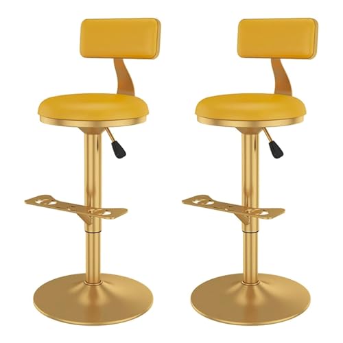MDLOCJHF Frühstück Barhocker, 2er-Set mit Rückenlehne, PU-Leder, drehbar, Thekenhöhe, höhenverstellbar und gepolsterter Sitz for Kücheninsel, Café, Bar Heimbar(Geel) von MDLOCJHF