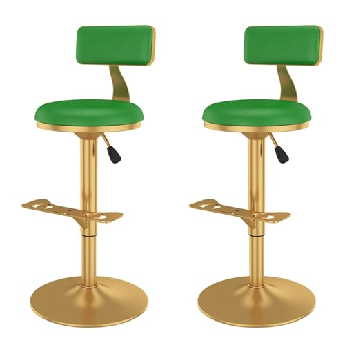 MDLOCJHF Frühstück Barhocker, 2er-Set mit Rückenlehne, PU-Leder, drehbar, Thekenhöhe, höhenverstellbar und gepolsterter Sitz for Kücheninsel, Café, Bar Heimbar(Groen) von MDLOCJHF