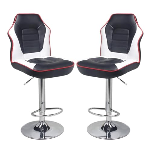 MDLOCJHF Frühstück Barhocker, 2er-Set mit Rückenlehne, drehbare Barstühle im Mid-Century-Stil, Thekenhöhe, Chromfuß und verstellbare Höhe for Küche und Pub zu Hause Heimbar(Blanc) von MDLOCJHF