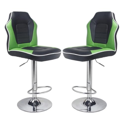 MDLOCJHF Frühstück Barhocker, 2er-Set mit Rückenlehne, drehbare Barstühle im Mid-Century-Stil, Thekenhöhe, Chromfuß und verstellbare Höhe for Küche und Pub zu Hause Heimbar(Groen) von MDLOCJHF