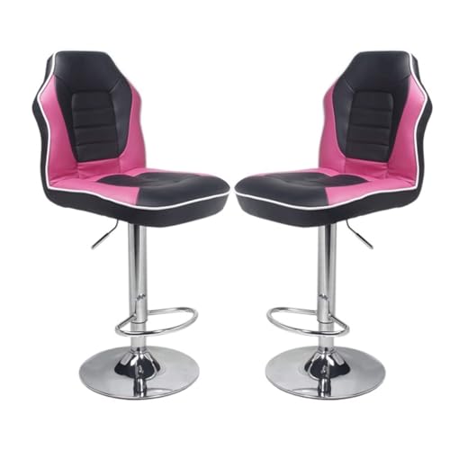 MDLOCJHF Frühstück Barhocker, 2er-Set mit Rückenlehne, drehbare Barstühle im Mid-Century-Stil, Thekenhöhe, Chromfuß und verstellbare Höhe for Küche und Pub zu Hause Heimbar(Rose) von MDLOCJHF