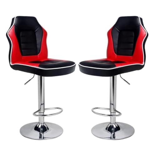 MDLOCJHF Frühstück Barhocker, 2er-Set mit Rückenlehne, drehbare Barstühle im Mid-Century-Stil, Thekenhöhe, Chromfuß und verstellbare Höhe for Küche und Pub zu Hause Heimbar(Rosso) von MDLOCJHF