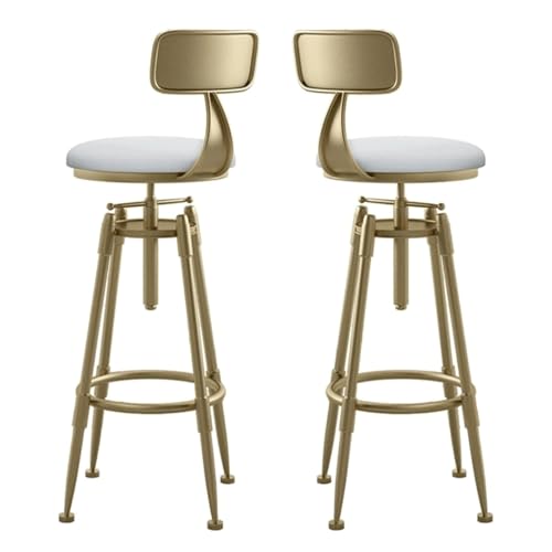 MDLOCJHF Frühstück Barhocker, 2er-Set mit höhenverstellbarer Rückenlehne, Barhocker in Industrie-Samthöhe, gepolsterte Barstühle aus Metall for Küchentheke, Esszimmer, Kneipe Heimbar(Blanc) von MDLOCJHF
