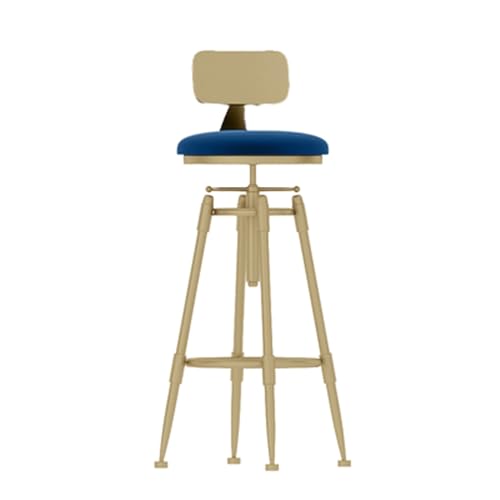 MDLOCJHF Frühstück Barhocker, 2er-Set mit höhenverstellbarer Rückenlehne, Barhocker in Industrie-Samthöhe, gepolsterte Barstühle aus Metall for Küchentheke, Esszimmer, Kneipe Heimbar(Bleu) von MDLOCJHF