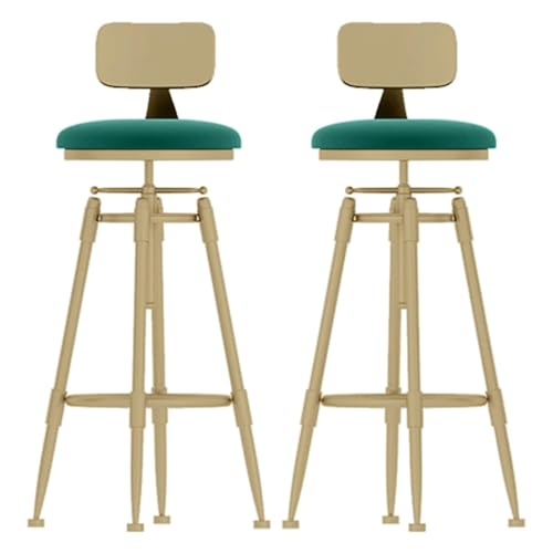 MDLOCJHF Frühstück Barhocker, 2er-Set mit höhenverstellbarer Rückenlehne, Barhocker in Industrie-Samthöhe, gepolsterte Barstühle aus Metall for Küchentheke, Esszimmer, Kneipe Heimbar(Groen) von MDLOCJHF