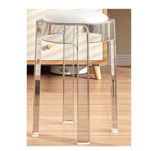 MDLOCJHF Frühstück Barhocker aus Acryl, 2er-Set, stapelbar, transparent, niedrige Hocker, Moderne, 45,7 cm hohe, rückenfreie Thekenhocker, Küchen- und Esszimmerstühle Heimbar(Blanc) von MDLOCJHF