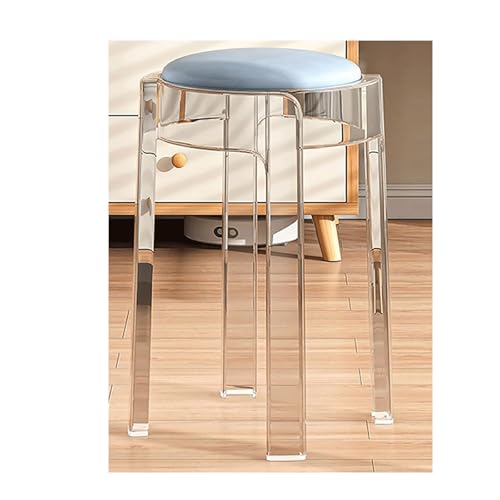 MDLOCJHF Frühstück Barhocker aus Acryl, 2er-Set, stapelbar, transparent, niedrige Hocker, Moderne, 45,7 cm hohe, rückenfreie Thekenhocker, Küchen- und Esszimmerstühle Heimbar(Bleu) von MDLOCJHF