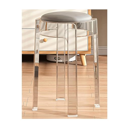 MDLOCJHF Frühstück Barhocker aus Acryl, 2er-Set, stapelbar, transparent, niedrige Hocker, Moderne, 45,7 cm hohe, rückenfreie Thekenhocker, Küchen- und Esszimmerstühle Heimbar(Gris) von MDLOCJHF
