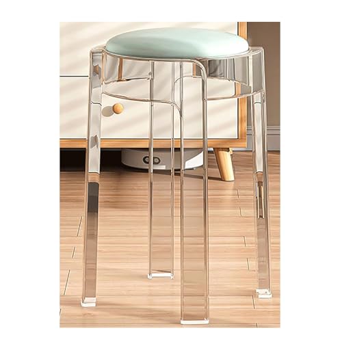 MDLOCJHF Frühstück Barhocker aus Acryl, 2er-Set, stapelbar, transparent, niedrige Hocker, Moderne, 45,7 cm hohe, rückenfreie Thekenhocker, Küchen- und Esszimmerstühle Heimbar(Groen) von MDLOCJHF